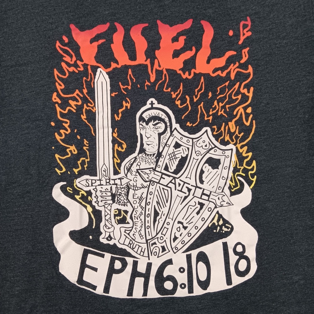 CustomInk Graphic T-Shirt Mens Small Charcoal Gray Fuel Ephesians 6:10-18